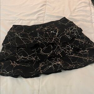 Women's Black 3 tiered Ruffle Skort  with gold foil print